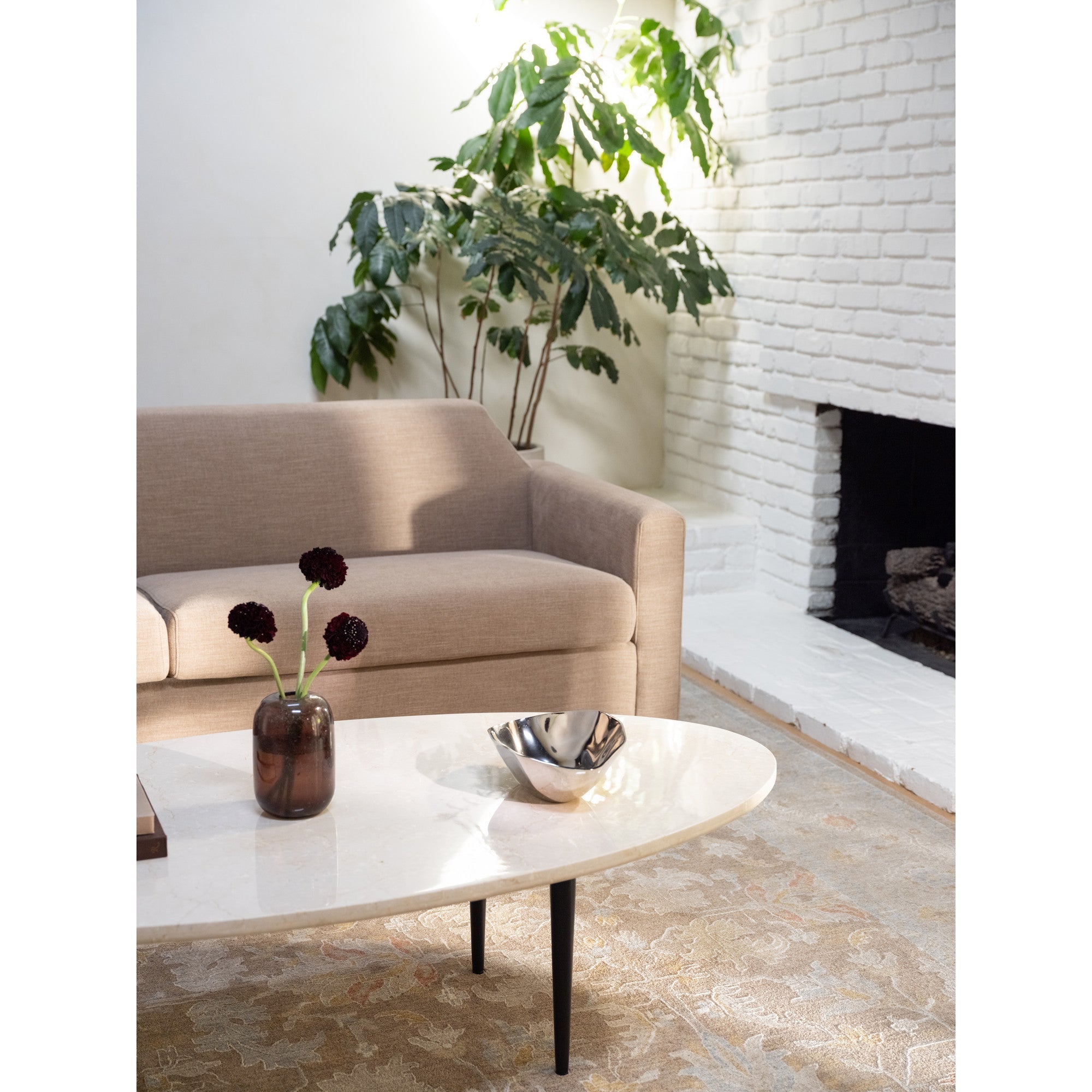 Moe's Home Winona Coffee Table Botticino Beige Marble