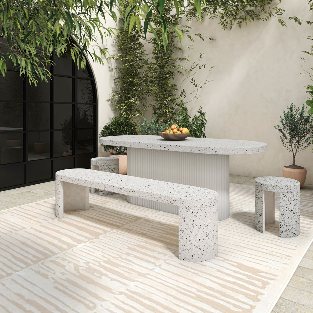 Moe's Home Lyon Outdoor Bench White Terrazzo