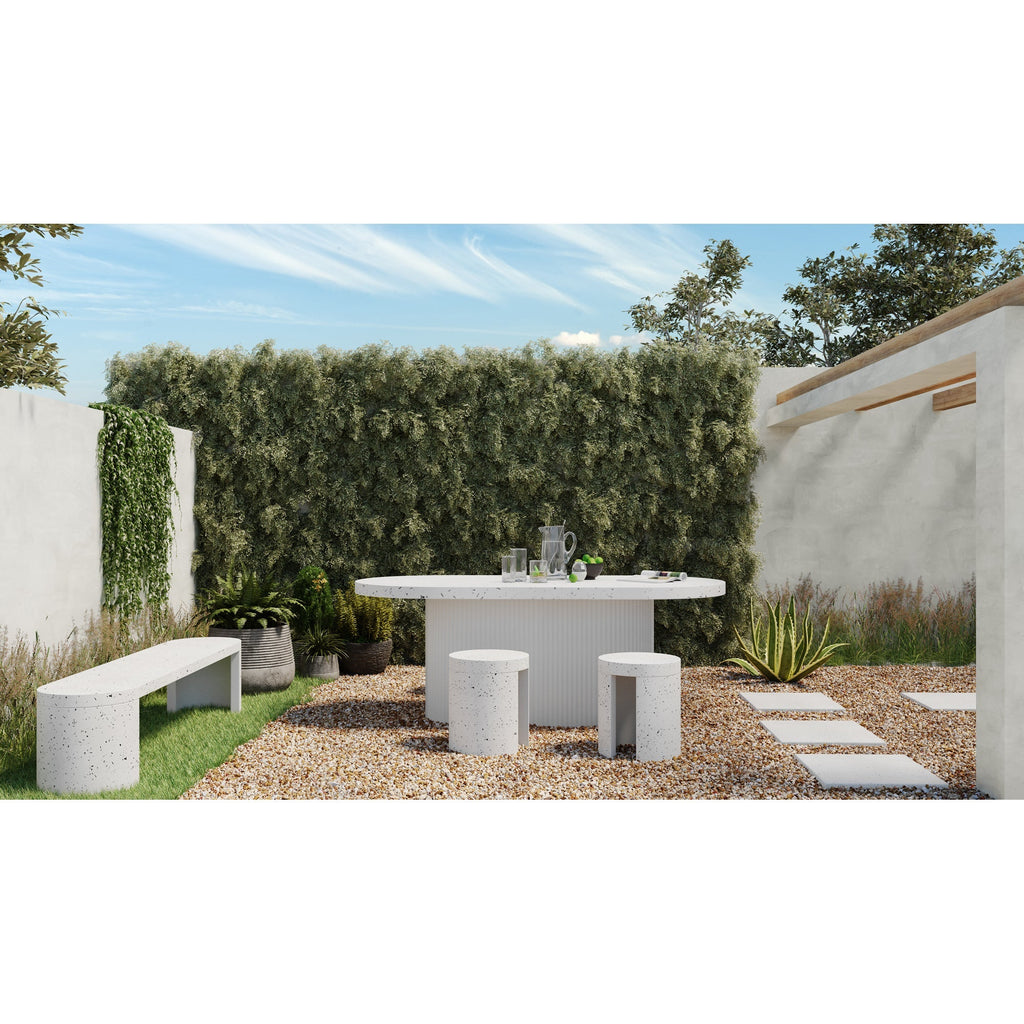Moe's Home Lyon Outdoor Bench White Terrazzo