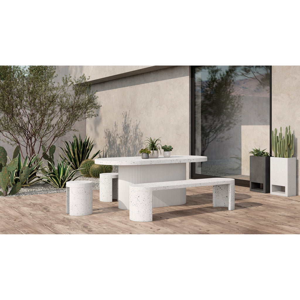 Moe's Home Lyon Outdoor Bench White Terrazzo