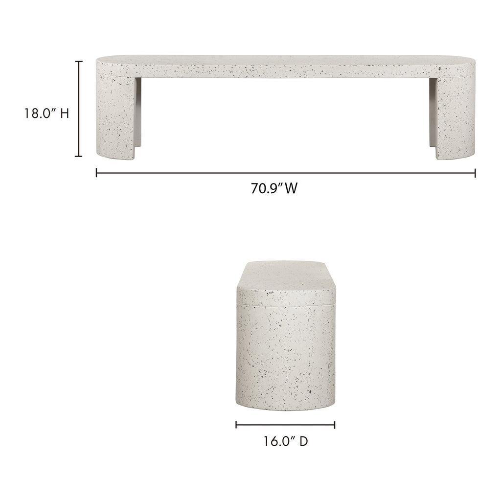 Moe's Home Lyon Outdoor Bench White Terrazzo