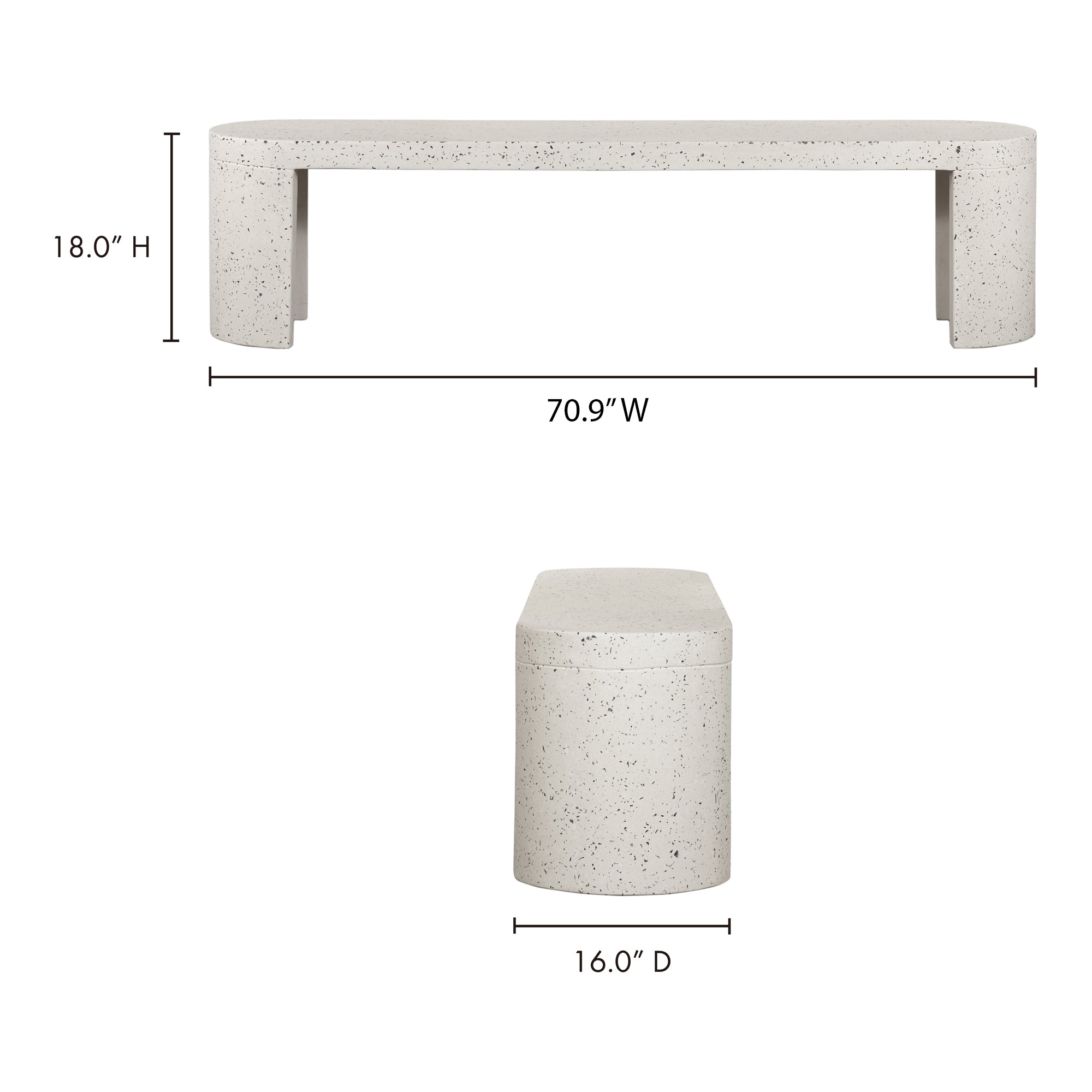 Moe's Home Lyon Outdoor Bench White Terrazzo