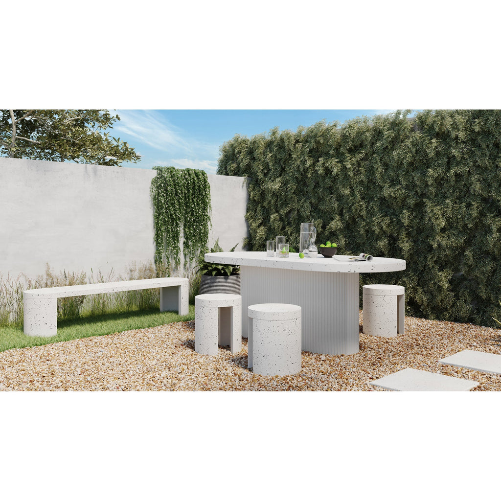 Moe's Home Lyon Outdoor Stool White Terrazzo
