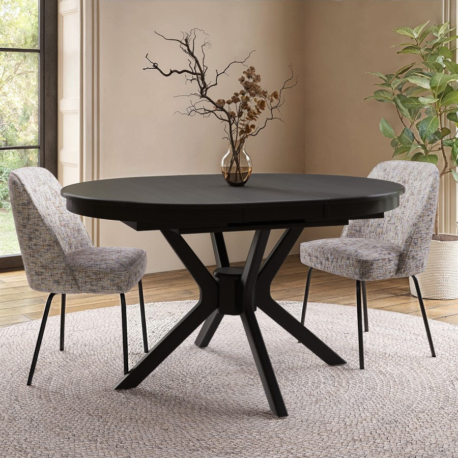 Large Black Wooden Extendable Dining Table Round to Oval Seats 4–6 Modern Dining Furniture UK