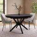Large Black Wooden Extendable Dining Table Round to Oval Seats 4–6 Modern Dining Furniture UK