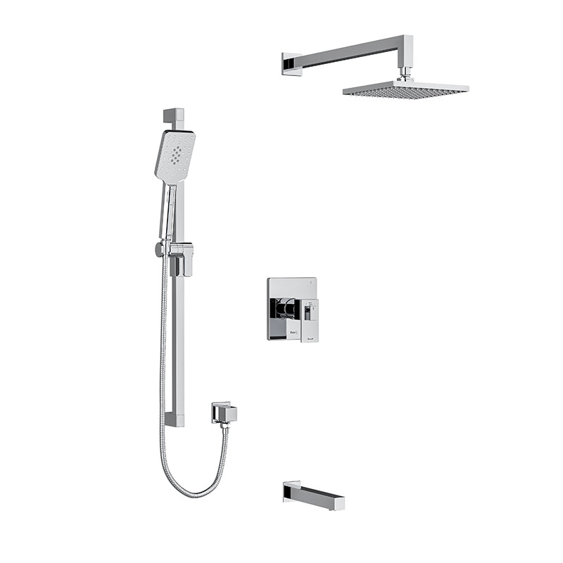 Riobel Kubik  3-Way System with Hand Shower Rail, Shower Head and Tub Spout