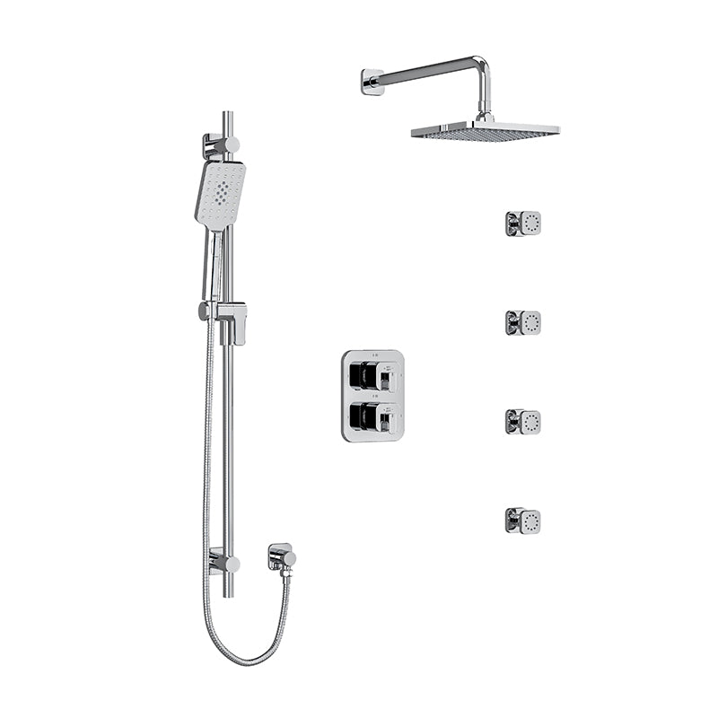 Riobel Equinox System with Hand Shower Rail, 4 Body Jets and Shower Head