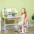 Pink Kids Desk and Chair Set with Adjustable Tabletop – 2 Piece Study Table for Children’s Bedroom or Homework Station