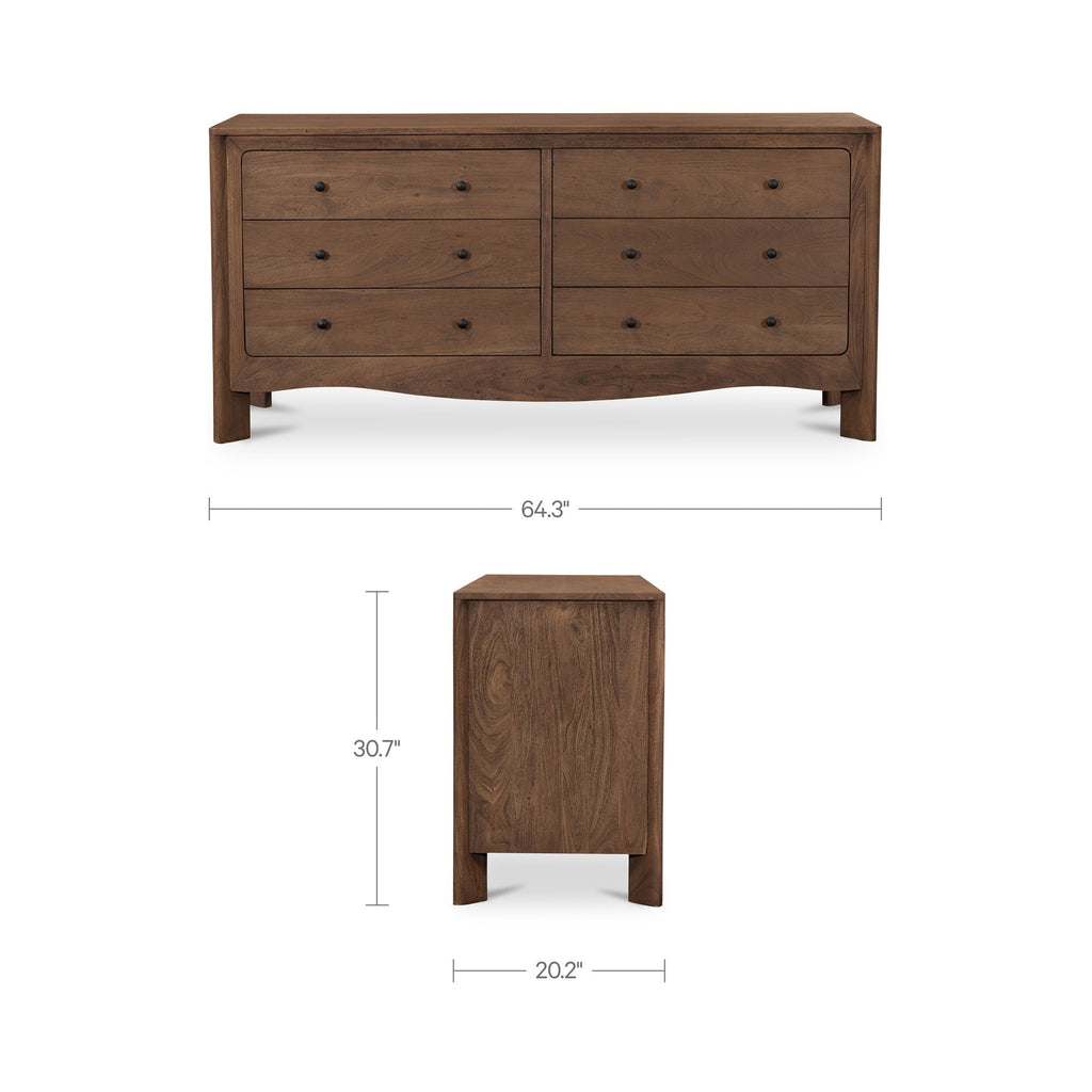 Moe's Home Mabel 6 Drawer Dresser Dark Brown