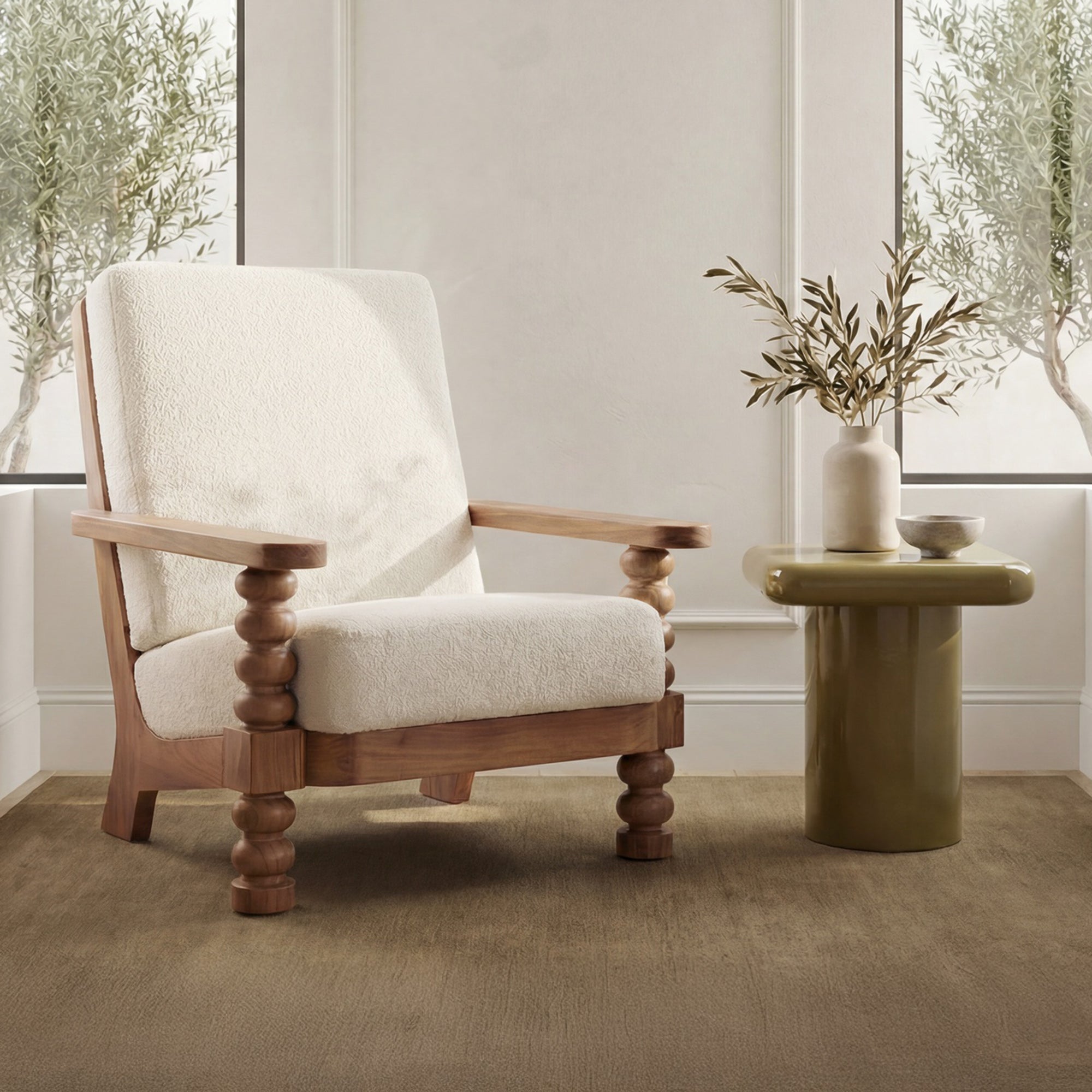 Moe's Home Ingrid Accent Chair Off White