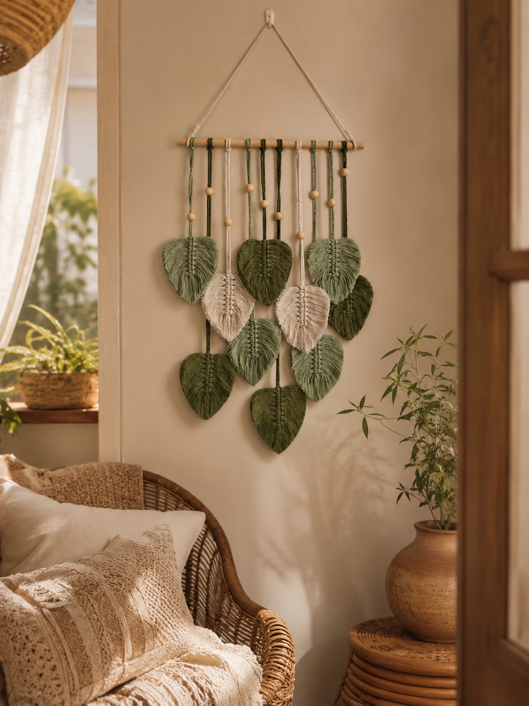 Handwoven Macrame Leaf Wall Hanging