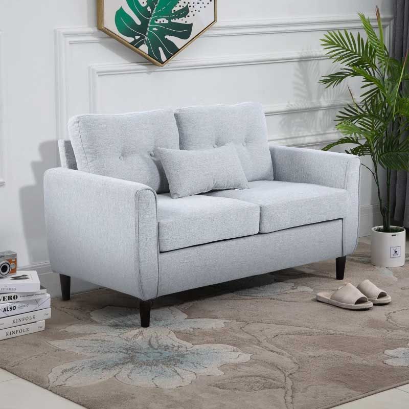Light Grey 2 Seater Loveseat Modular Sofa  Compact Fabric Couch Set for Small Spaces Modern Grey 2 Seater Lounge Sofa UK Big Save on Affordable Sofas