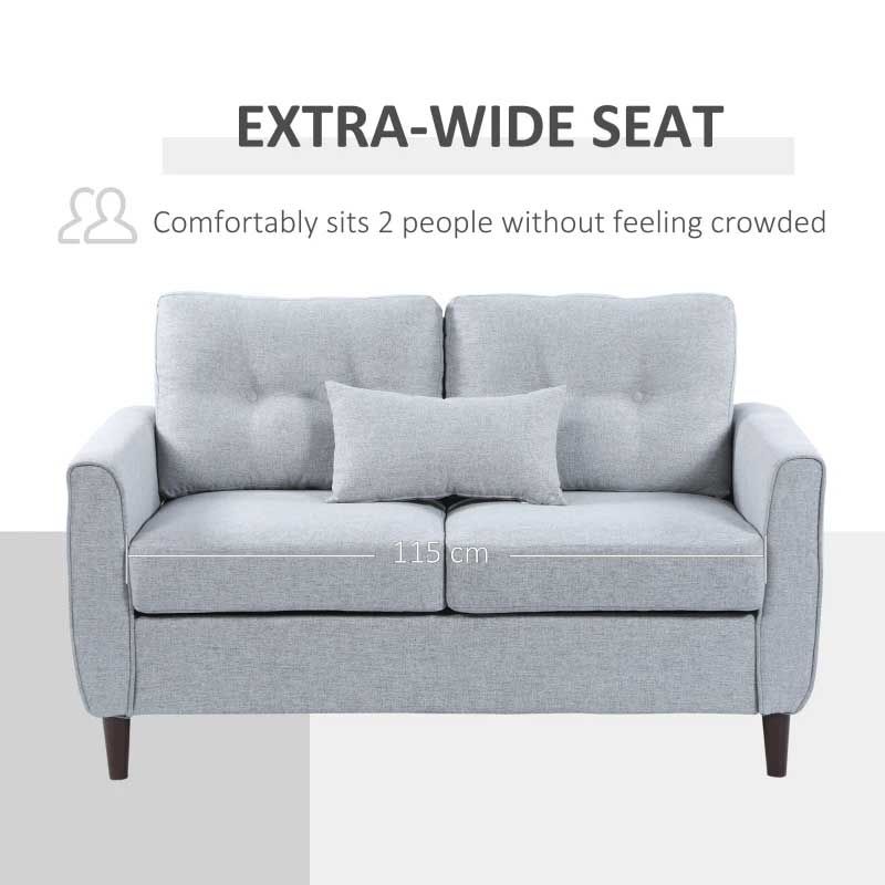 Light Grey 2 Seater Loveseat Modular Sofa  Compact Fabric Couch Set for Small Spaces Modern Grey 2 Seater Lounge Sofa UK Big Save on Affordable Sofas