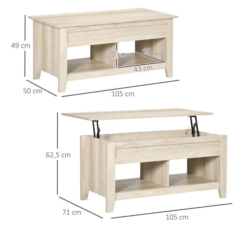 Lift Top Coffee Table with Storage – Brown Wooden Modern Living Room Table UK