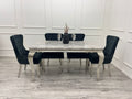Louis Marble Dining Table – Modern Rectangular & Round Dining Room Table with Stainless Steel Base – Luxury Marble Top Dining Table for 4–6 People