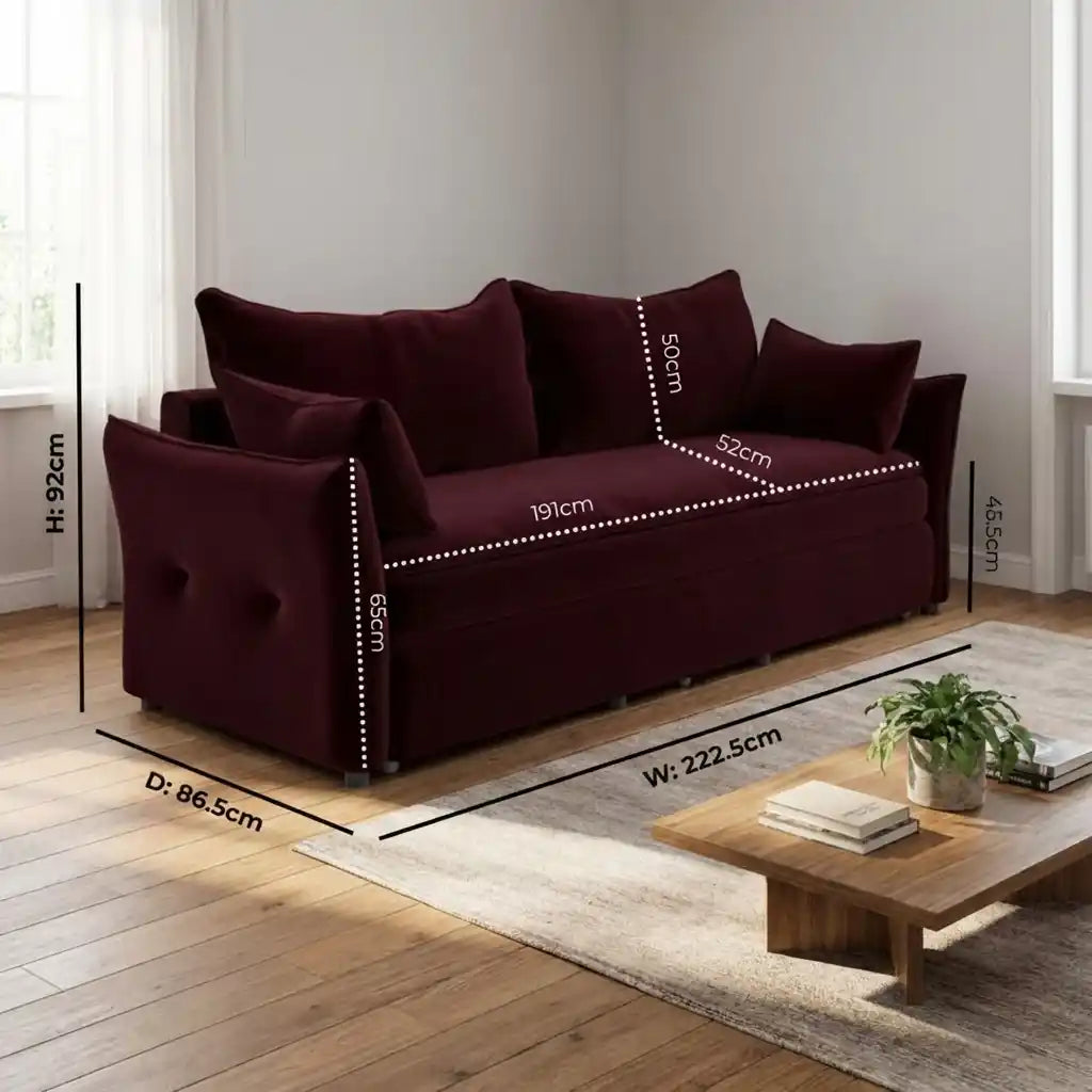 3 Seater Sofa Bed with Pull Out Design & Storage – Modern Space Saving Sofa