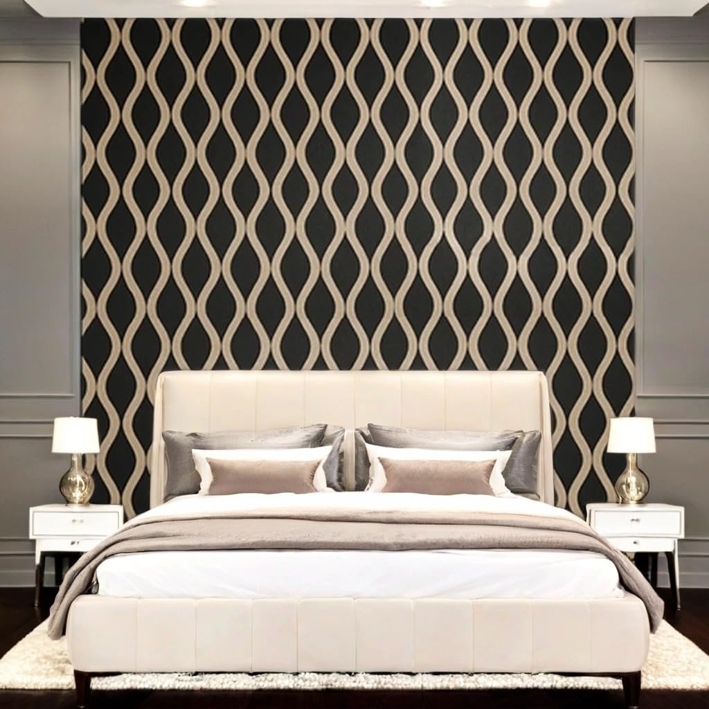 Wavy Acoustic Wall Panels – Dark Oak 3D Wood Effect Sound Absorbing Wall Cladding Panels – Decorative Wooden Slat Wall Panels for Living Room, Bedroom & Office (1 Pack, Covers 5.76m²)