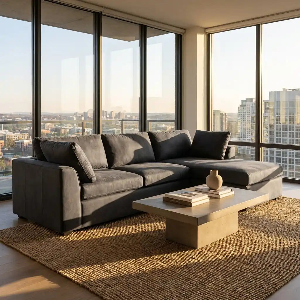 Dark Grey Velvet 4 Seater Left Hand Chaise Corner Sofa
