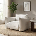 Beige Chenille Cloud Armchair – Soft, Comfortable Fabric Chair