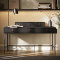 Black Wood Desk with Drawers – Modern Computer Desk for Home Office & Study