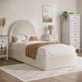 Velvet Single Side Lift Ottoman Bed with Curved Headboard Space-Saving Storage Bed UK