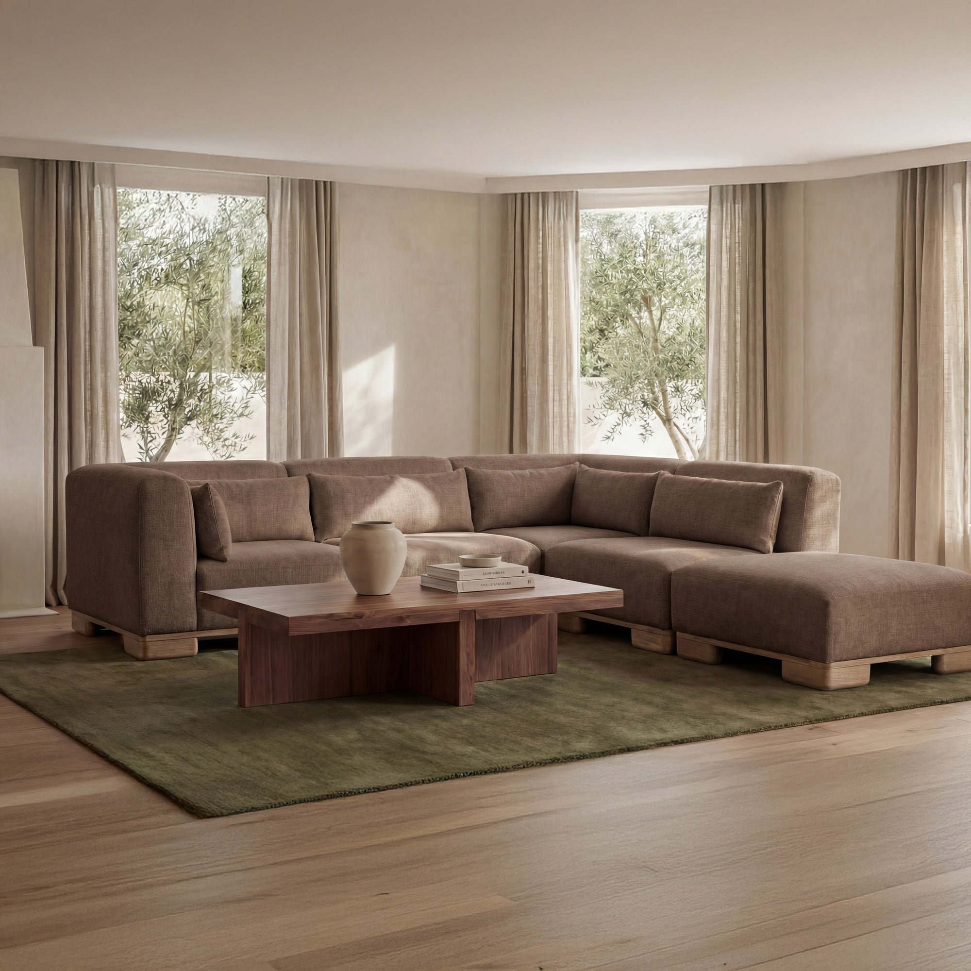 Moe's Home June Ottoman Dark Brown