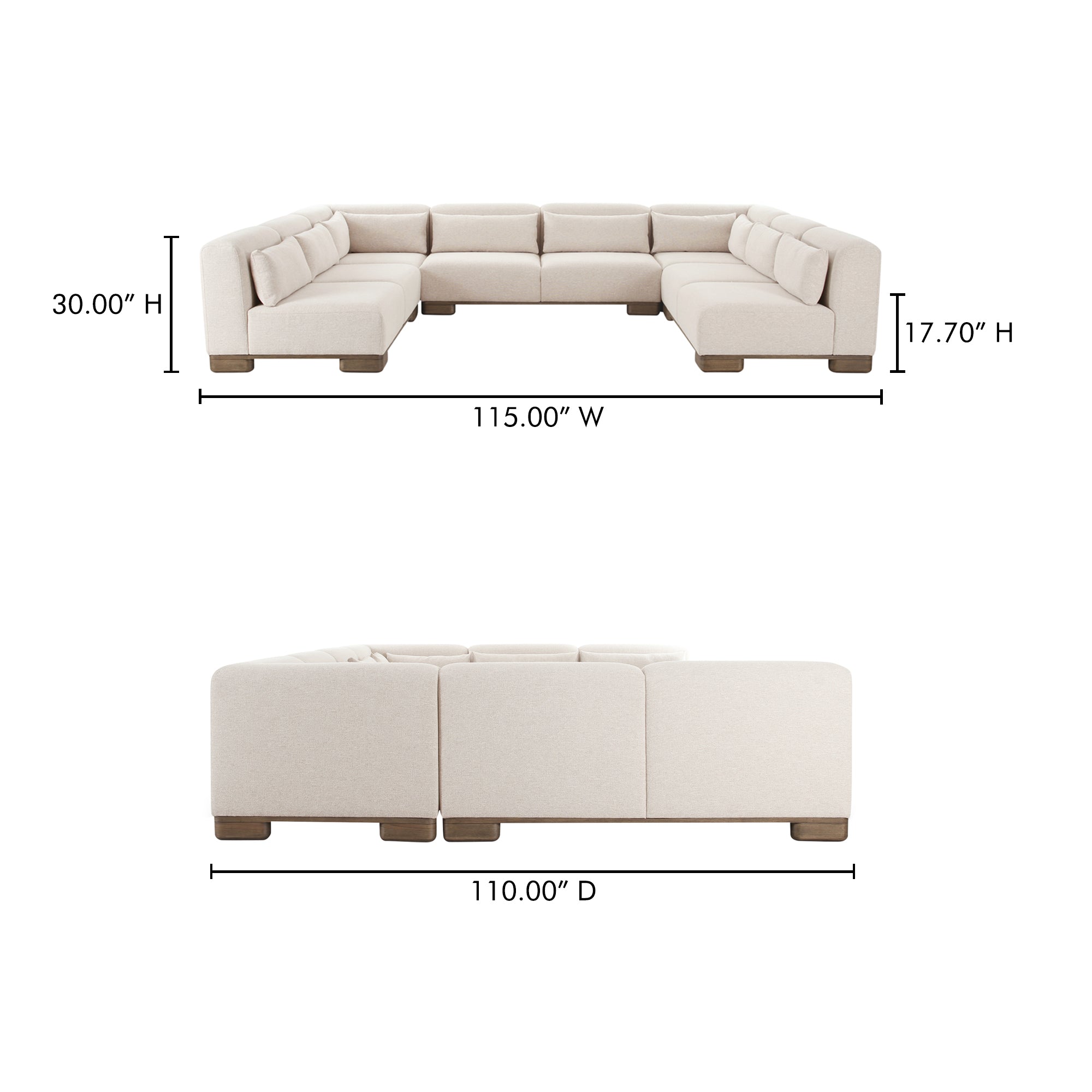 Moe's Home June U Shaped Modular Sectional