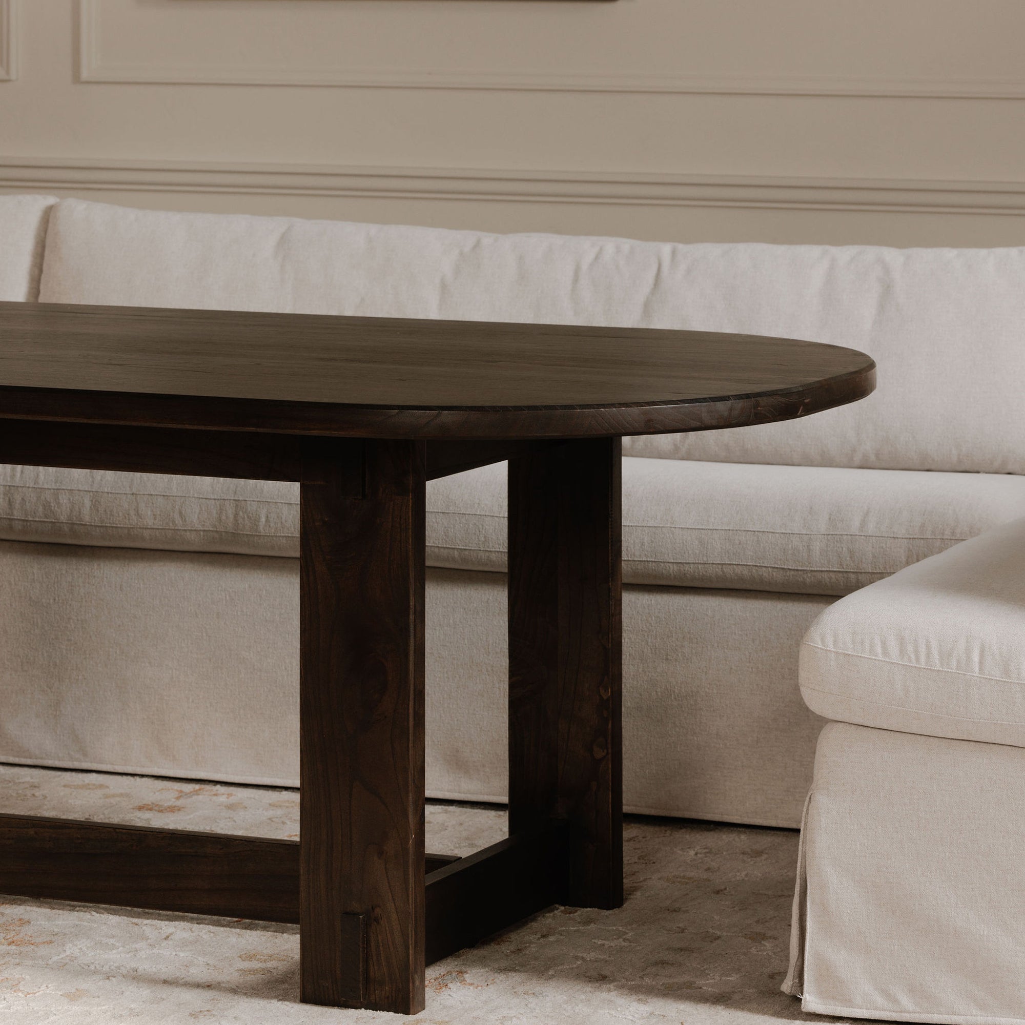 Moe's Home Fable Slipcover Dining Bench Beige