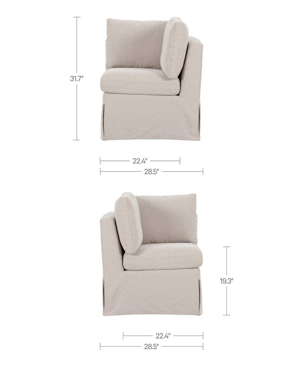 Moe's Home Fable Slipcover Dining Corner Chair Beige