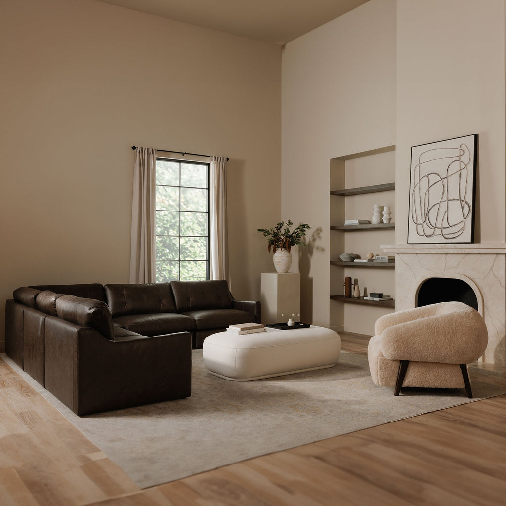Moe's Home Devlin Lounge Chair Cream Faux Fur