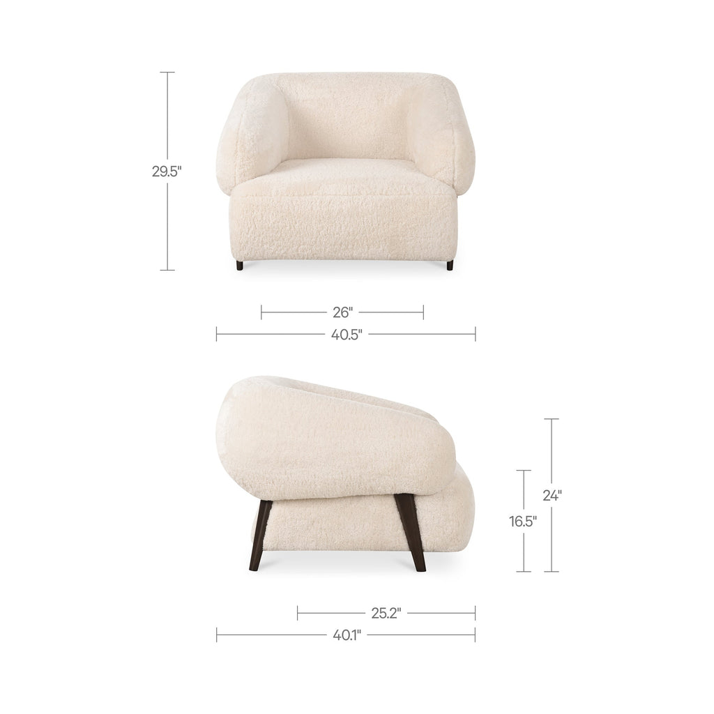 Moe's Home Devlin Lounge Chair Cream Faux Fur