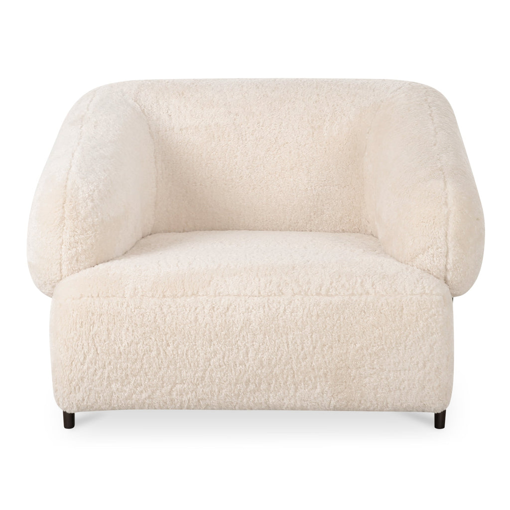 Moe's Home Devlin Lounge Chair Cream Faux Fur