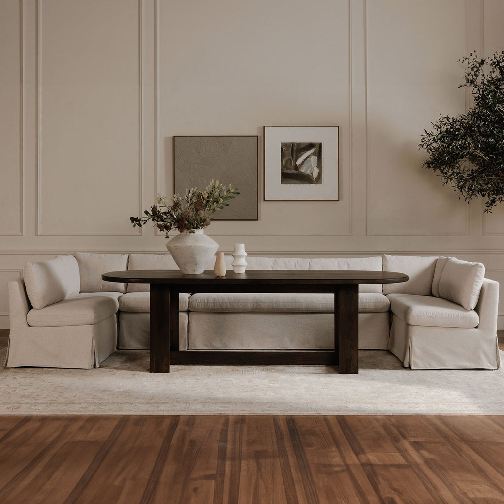 Moe's Home Fable 168" Slipcover Dining Banquette U-Shape Beige