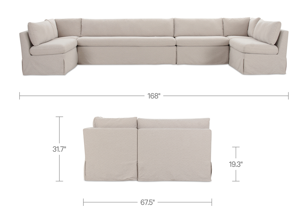 Moe's Home Fable 168" Slipcover Dining Banquette U-Shape Beige