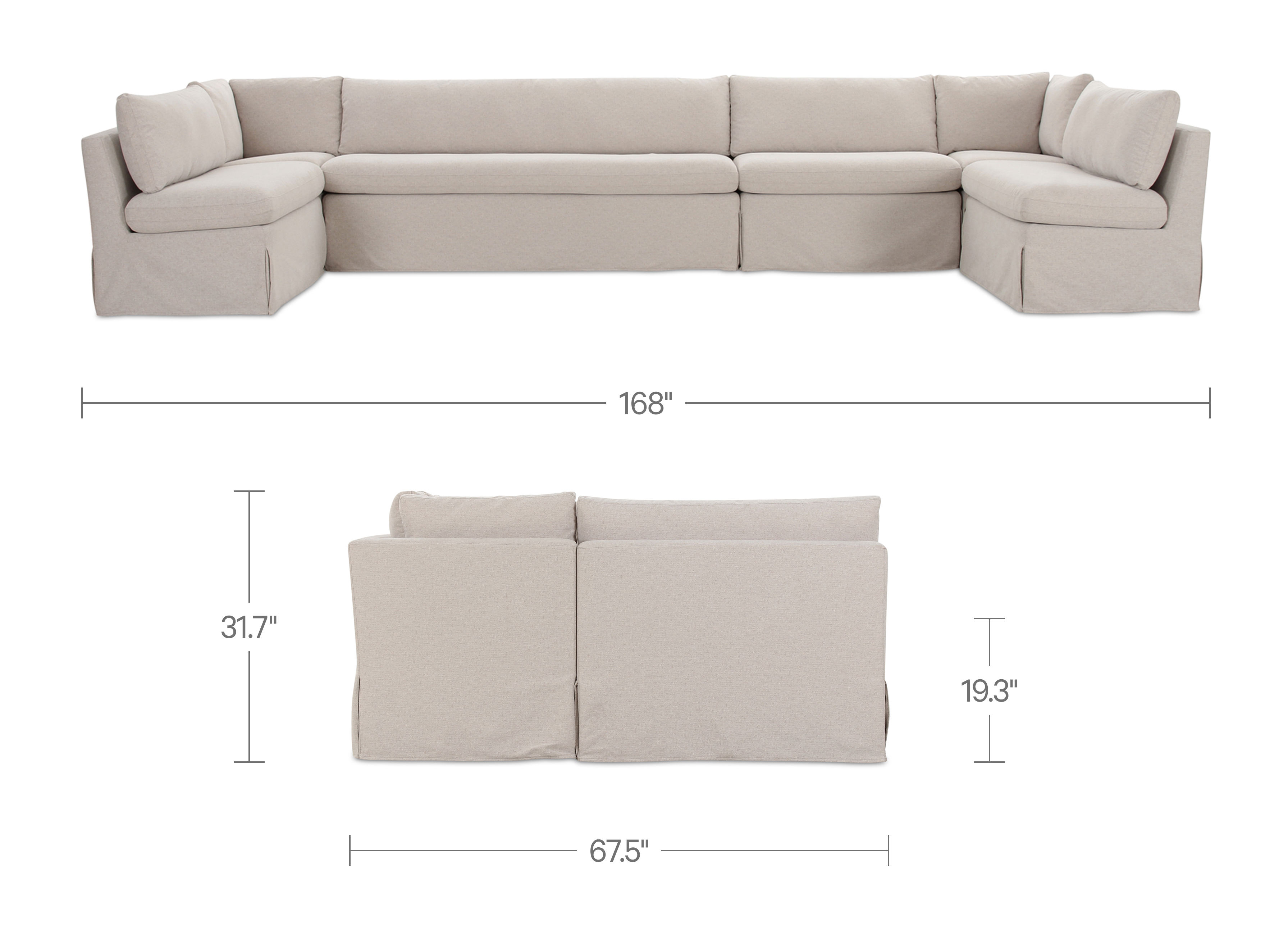 Moe's Home Fable 168" Slipcover Dining Banquette U-Shape Beige