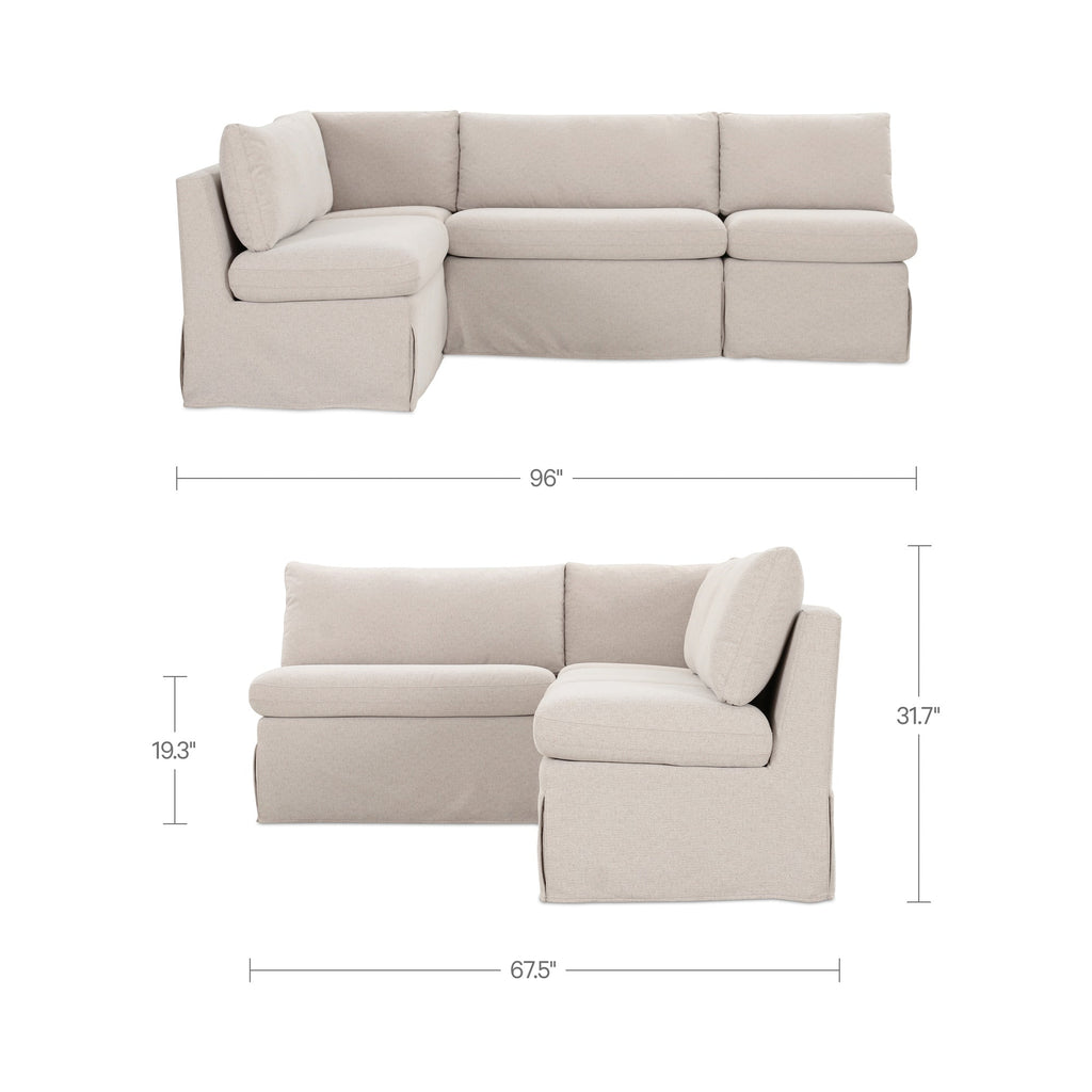 Moe's Home Fable 96" Slipcover Dining Banquette L-Shape Beige