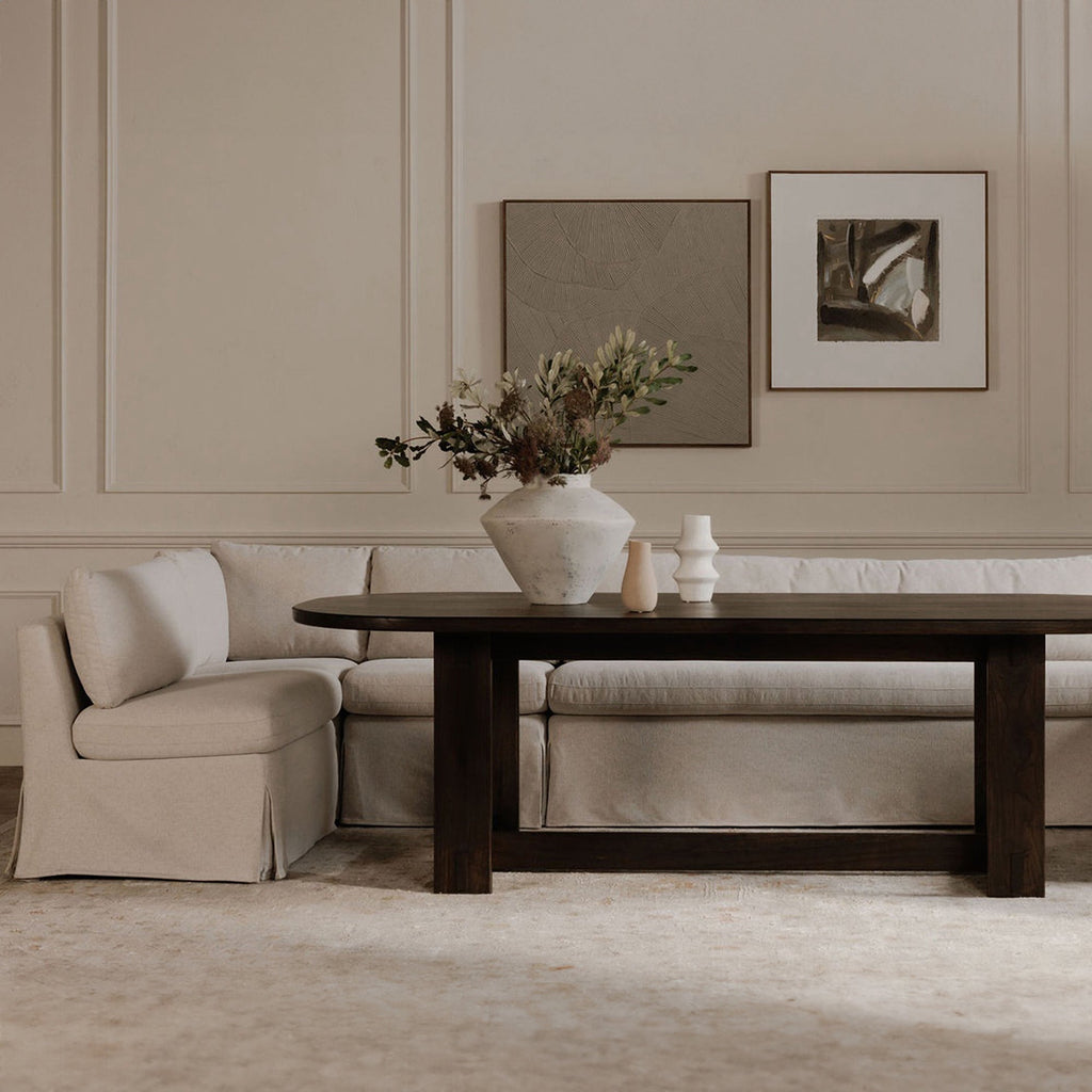 Moe's Home Fable 100.5" Slipcover Dining Banquette L-Shape Beige