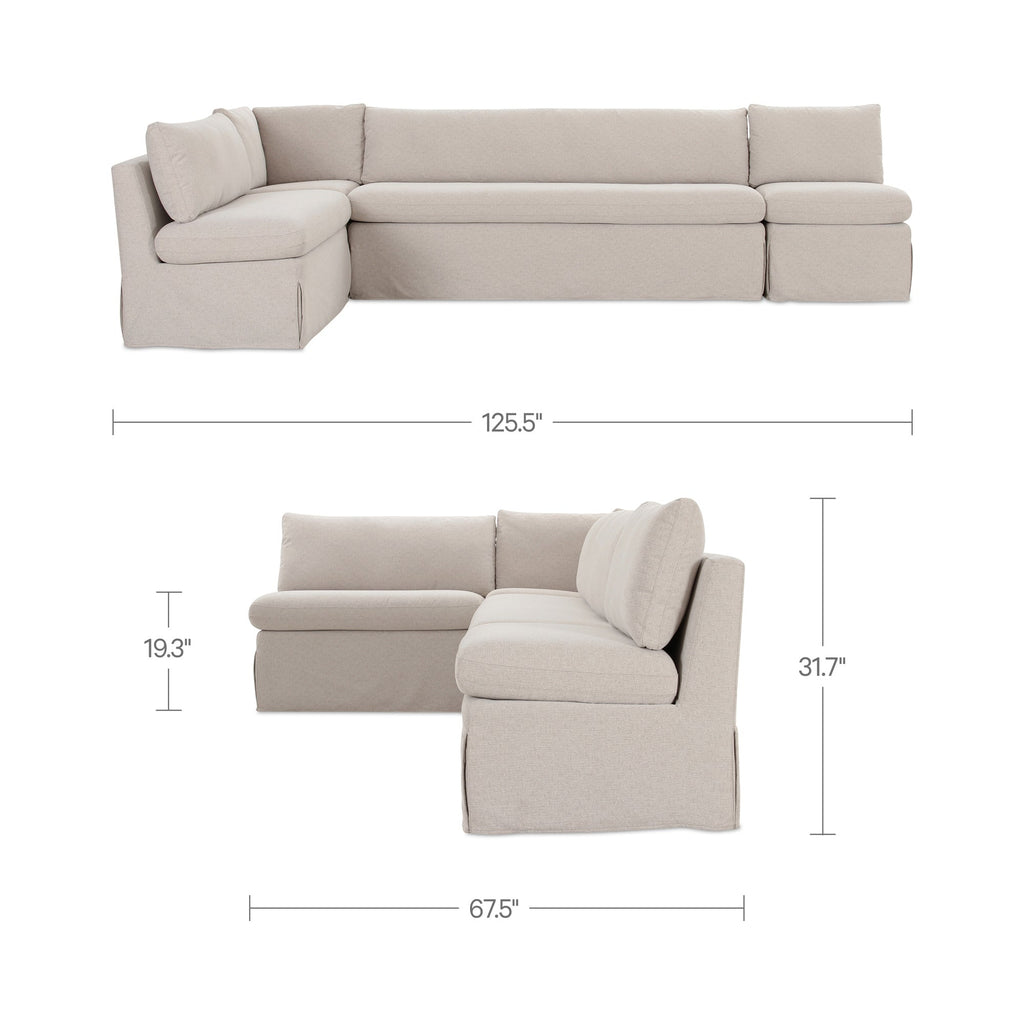 Moe's Home Fable 125.5" Slipcover Dining Banquette L-Shape Beige