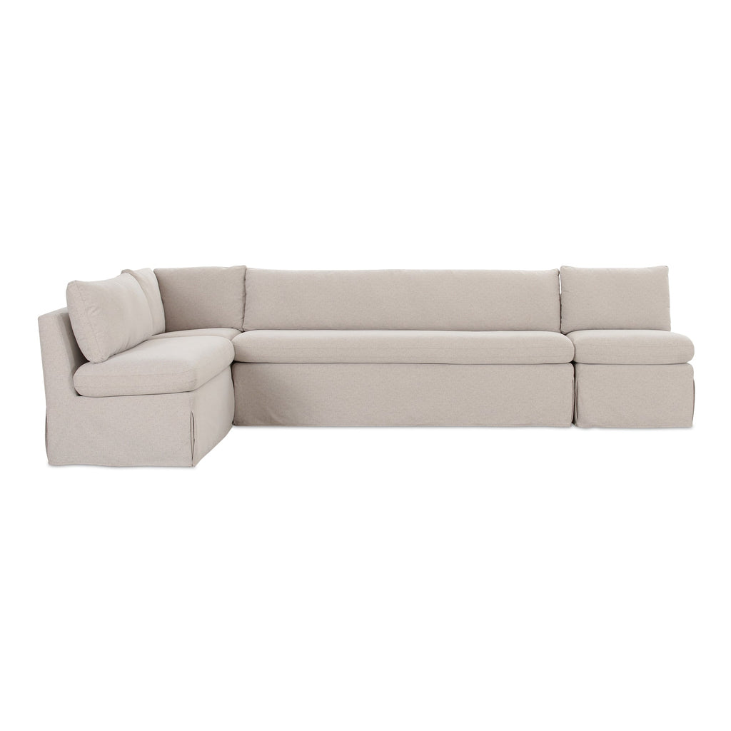 Moe's Home Fable 125.5" Slipcover Dining Banquette L-Shape Beige
