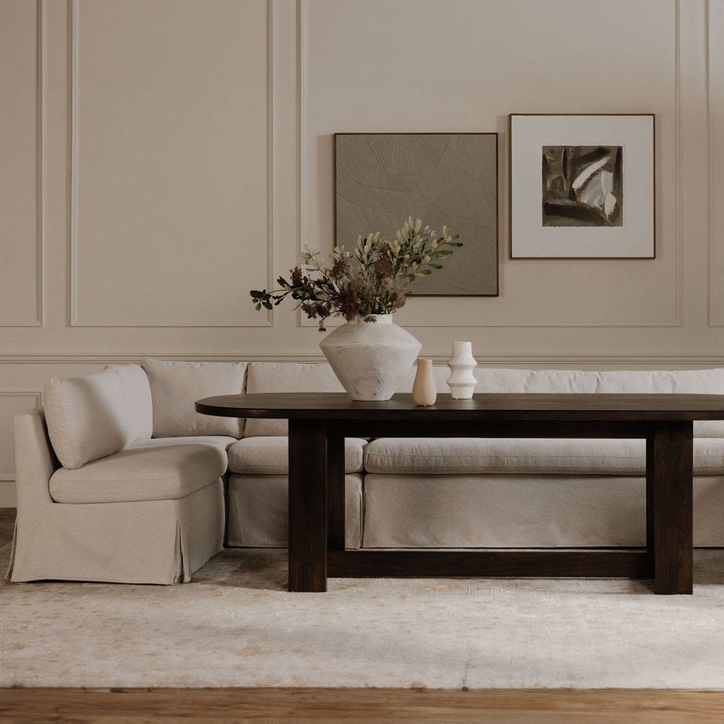 Moe's Home Fable 139.5" Slipcover Dining Banquette L-Shape Beige