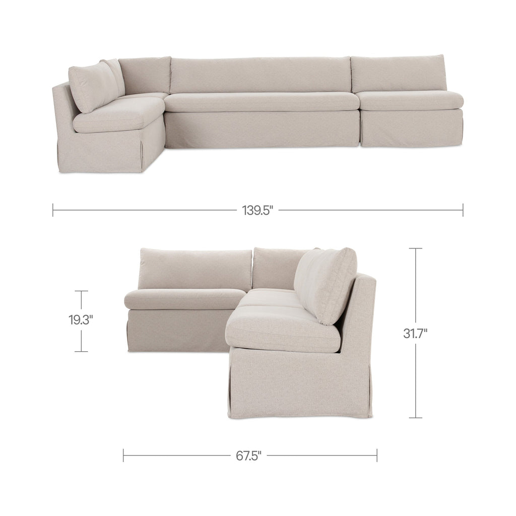 Moe's Home Fable 139.5" Slipcover Dining Banquette L-Shape Beige