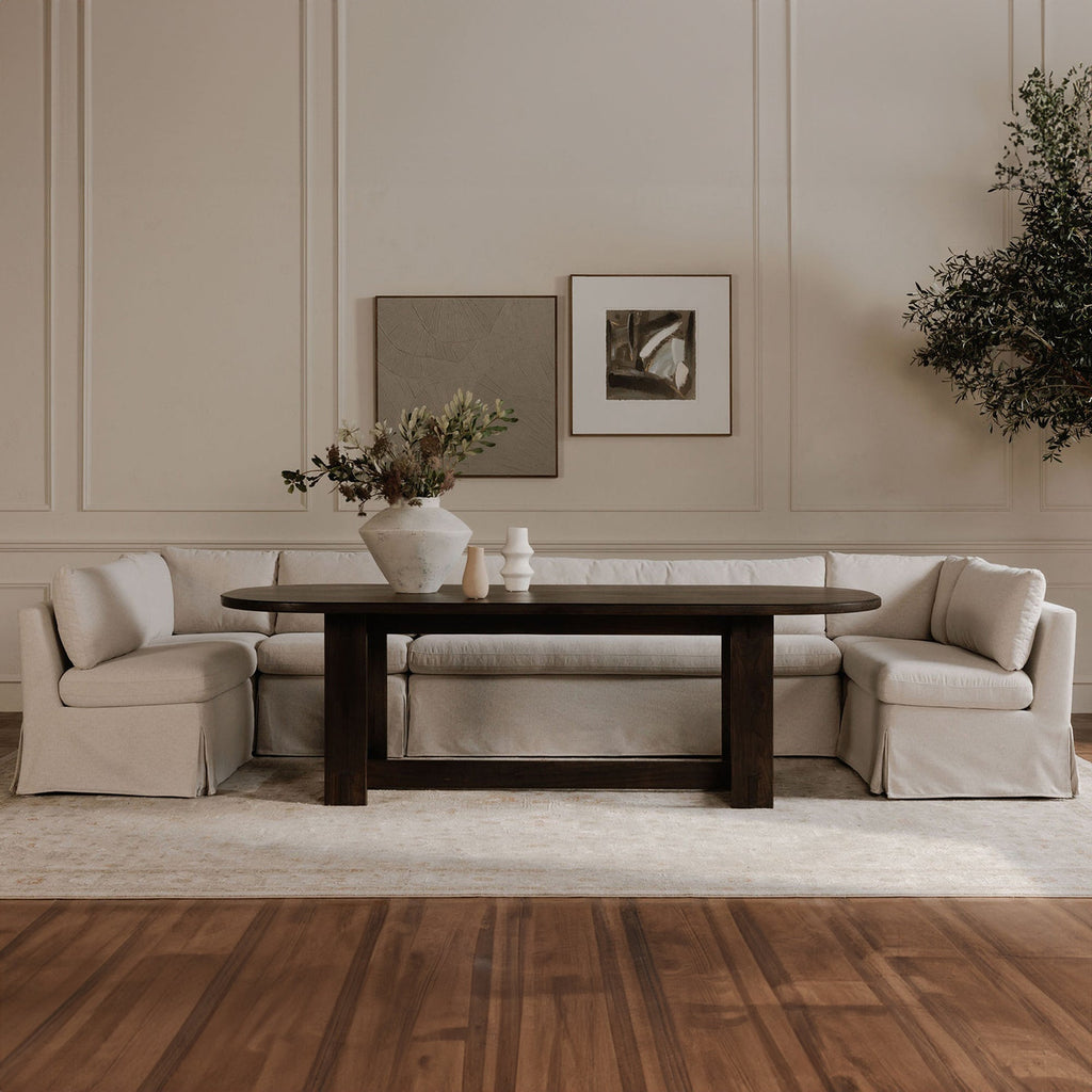 Moe's Home Fable 121" Slipcover Dining Banquette U-Shape Beige
