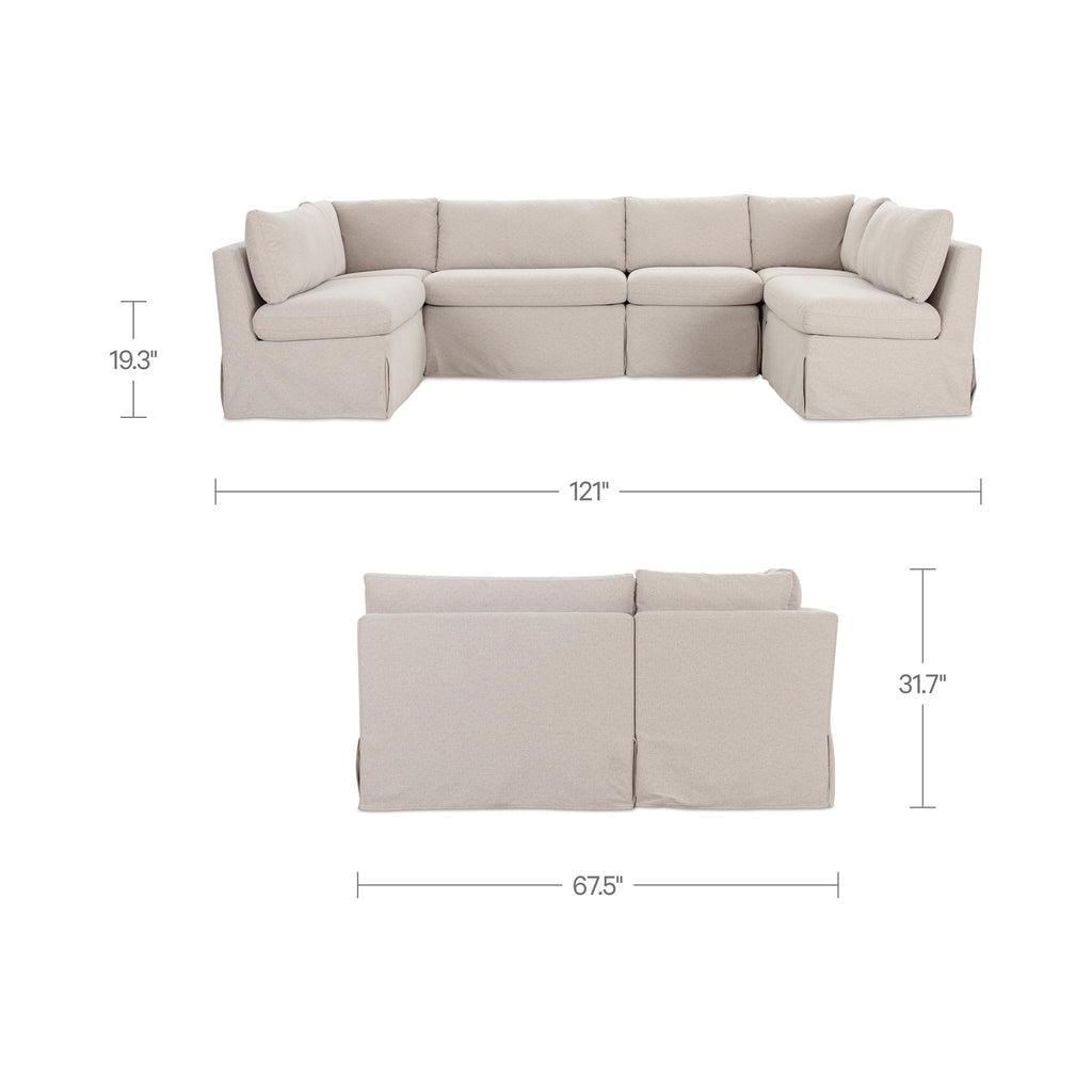 Moe's Home Fable 121" Slipcover Dining Banquette U-Shape Beige