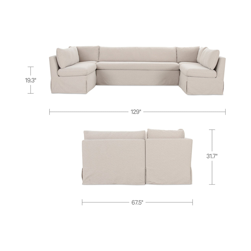 Moe's Home Fable 129" Slipcover Dining Banquette U-Shape Beige