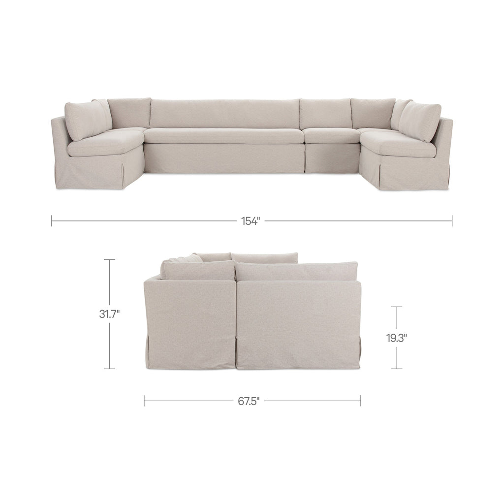 Moe's Home Fable 154" Slipcover Dining Banquette U-Shape Beige