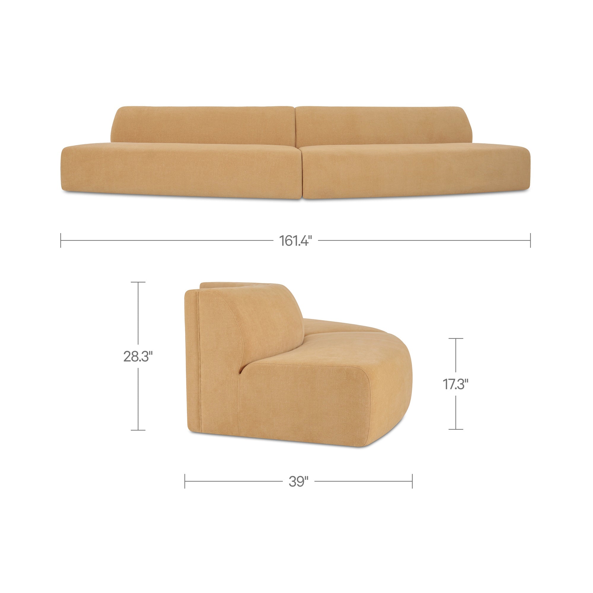 Moe's Home Naomi 2 Piece Convex Modular Sectional