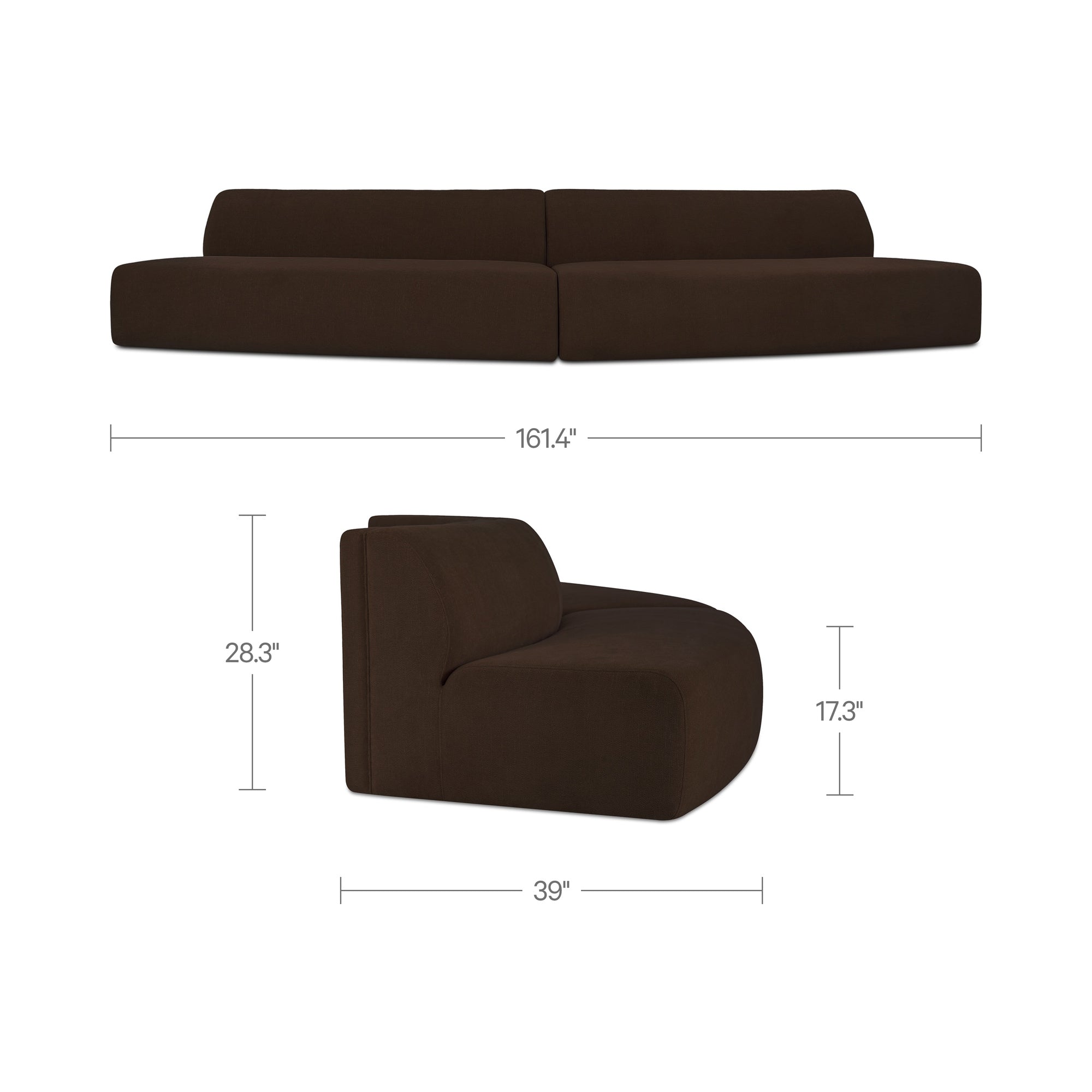 Moe's Home Naomi 2 Piece Convex Modular Sectional