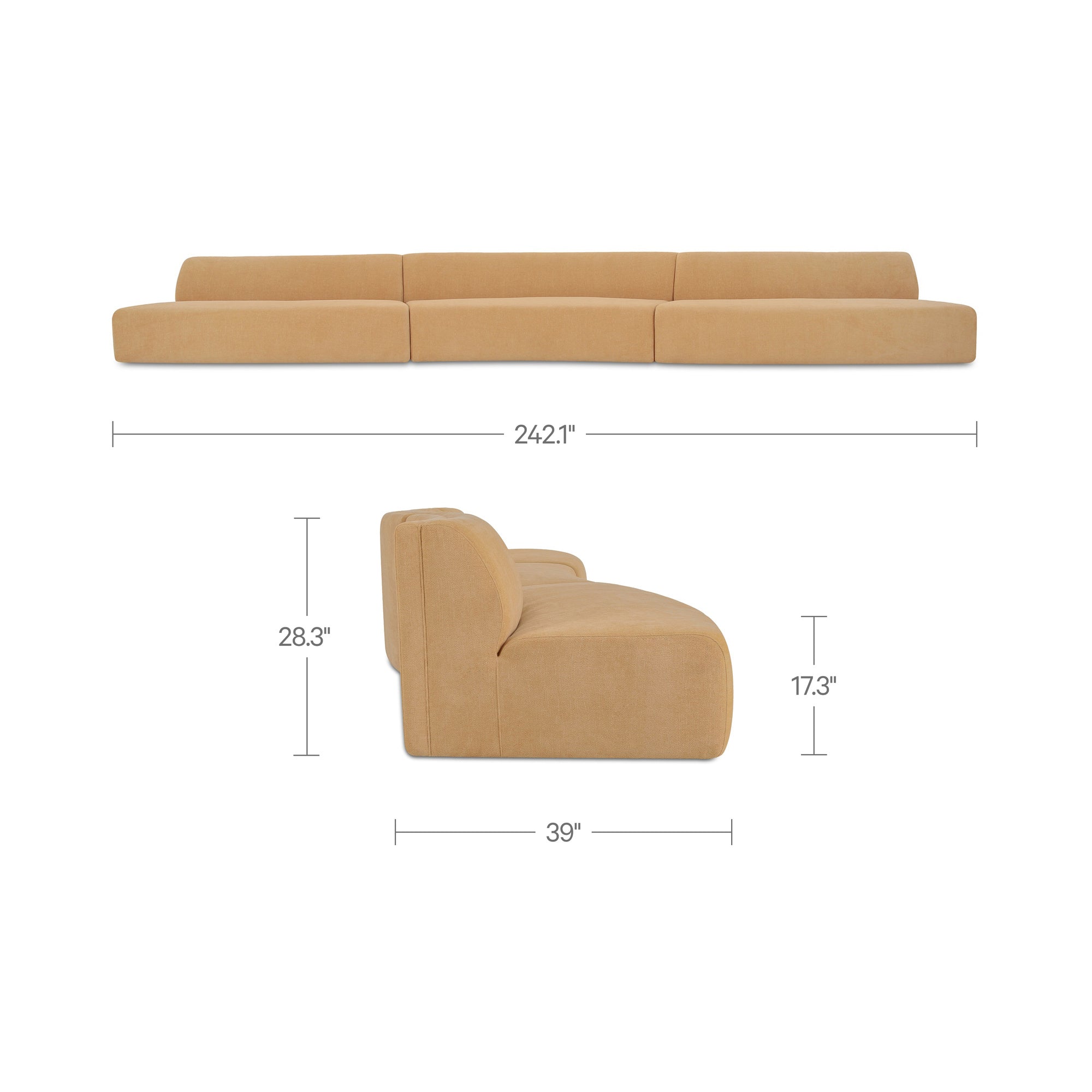 Moe's Home Naomi 3 Piece Wave Modular Sectional