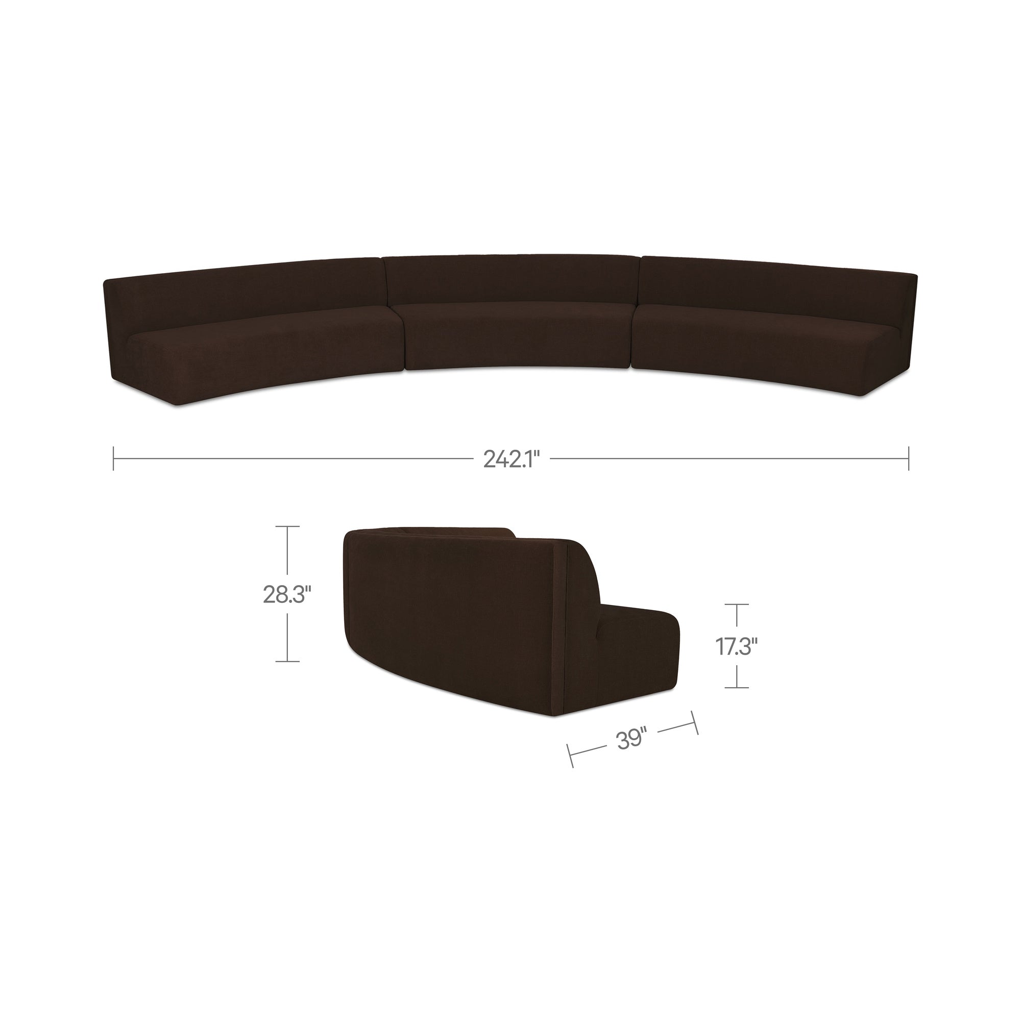 Moe's Home Naomi 3 Piece Concave Modular Sectional