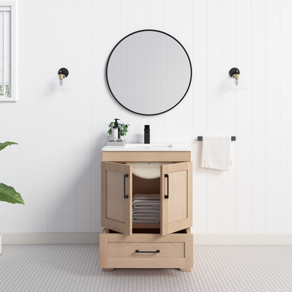Chester 24" Solid-Wood Vanity with Quartz Countertop